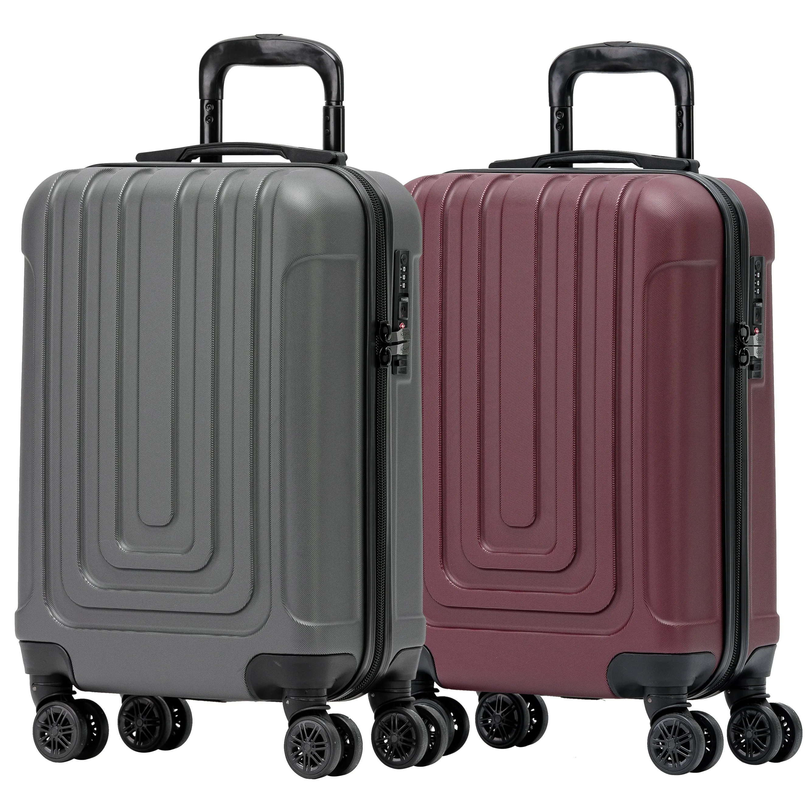 Set of 2 Lightweight Carry On Suitcase TSA USB Port 8 Wheels easyJet Approved
