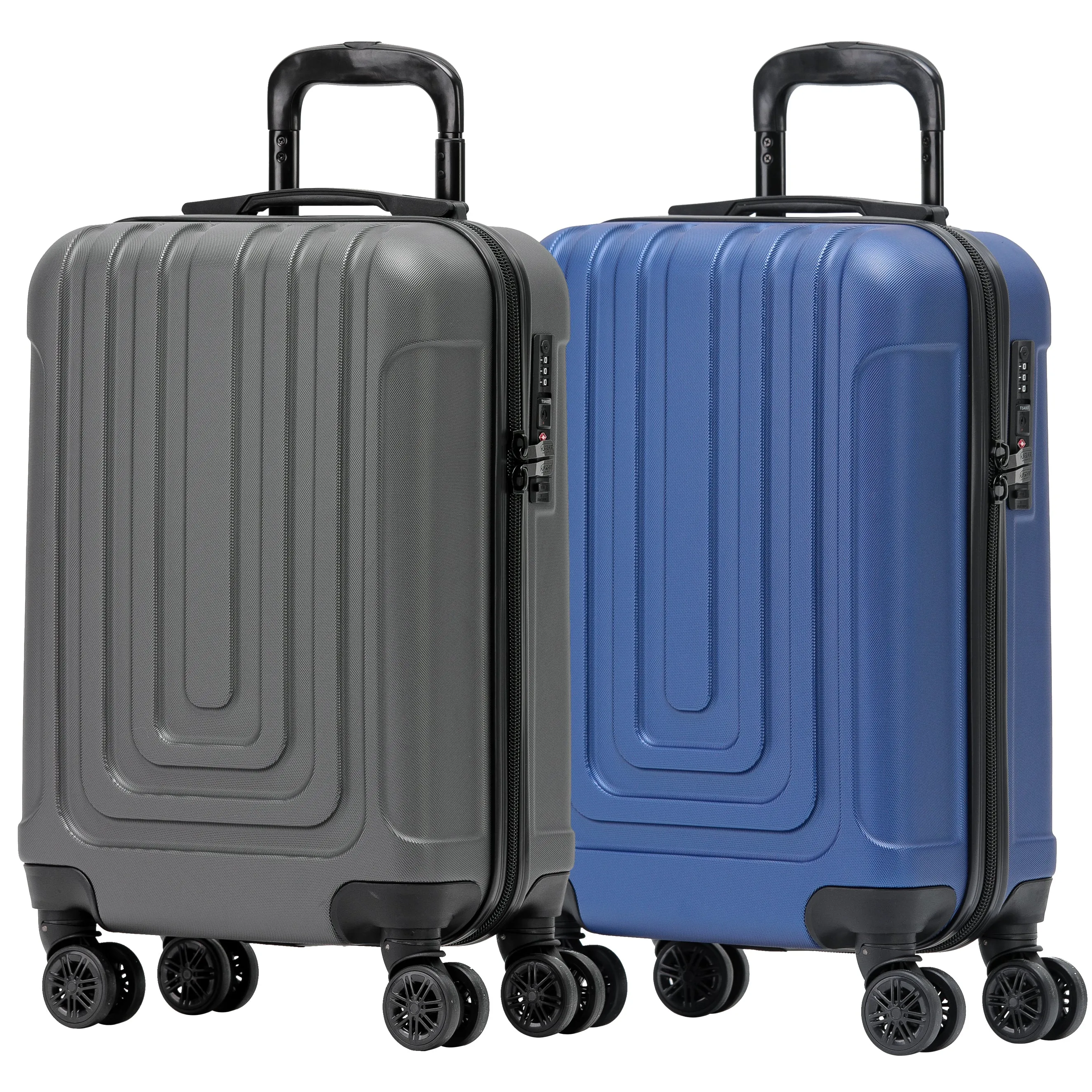 Set of 2 Lightweight Carry On Suitcase TSA USB Port 8 Wheels easyJet Approved