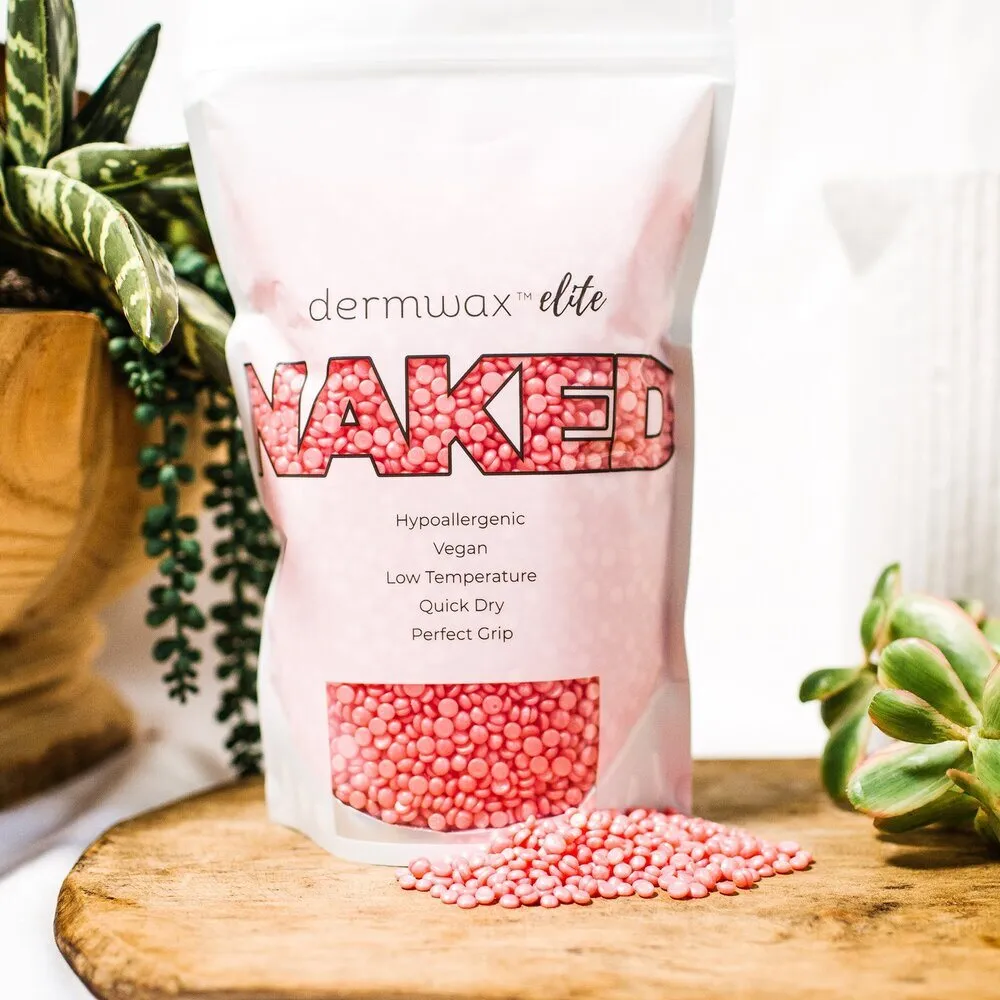 Shimmer Pink - Stripless Hard Wax Beads / 2 lb Bag / Case of 4 Bags = 8 lbs Total by Dermwax Elite