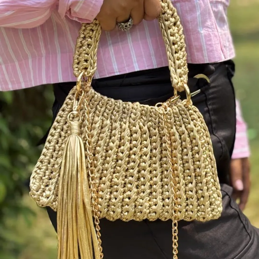 Shiroli Handmade Metallic Gold - Trapezoid Bag