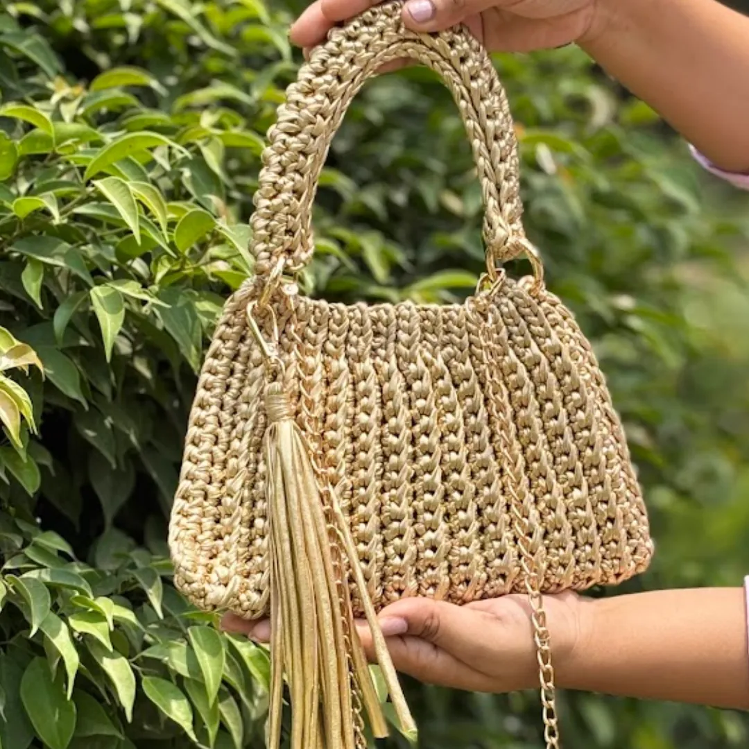 Shiroli Handmade Metallic Gold - Trapezoid Bag