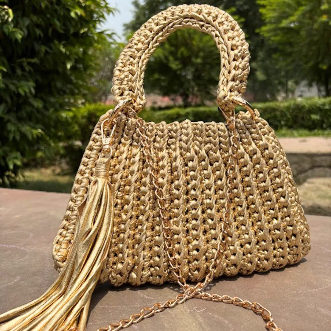 Shiroli Handmade Metallic Gold - Trapezoid Bag