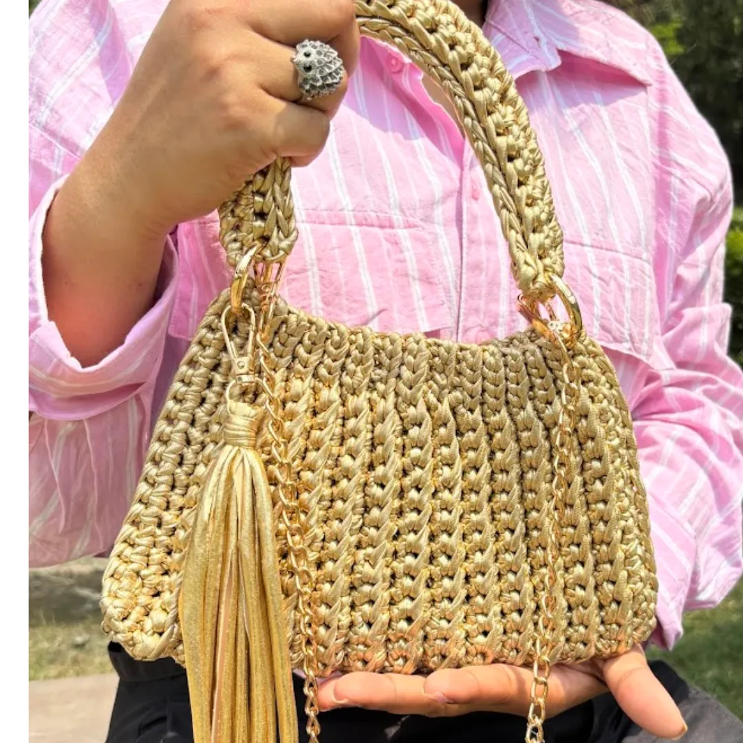 Shiroli Handmade Metallic Gold - Trapezoid Bag