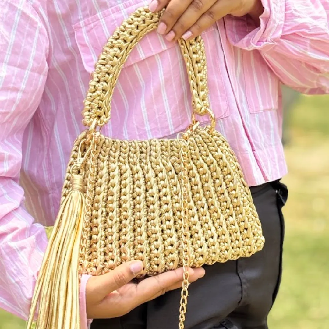Shiroli Handmade Metallic Gold - Trapezoid Bag