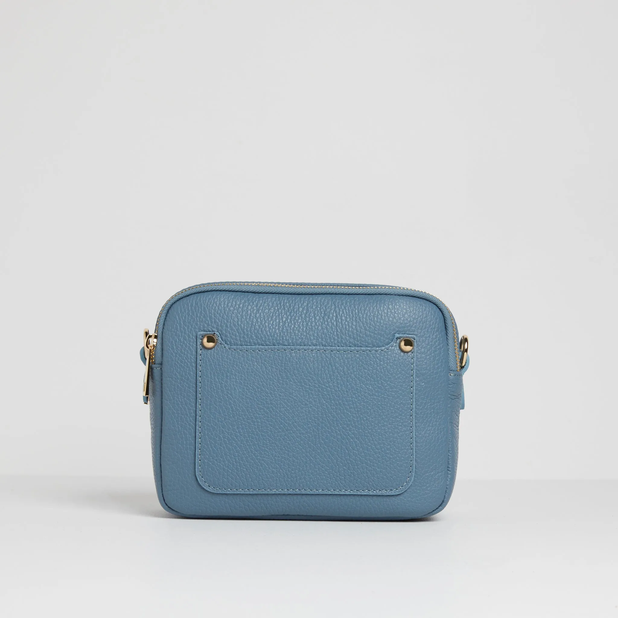 Sienna Crossbody Bag in Denim Blue with Dark Leopard Strap