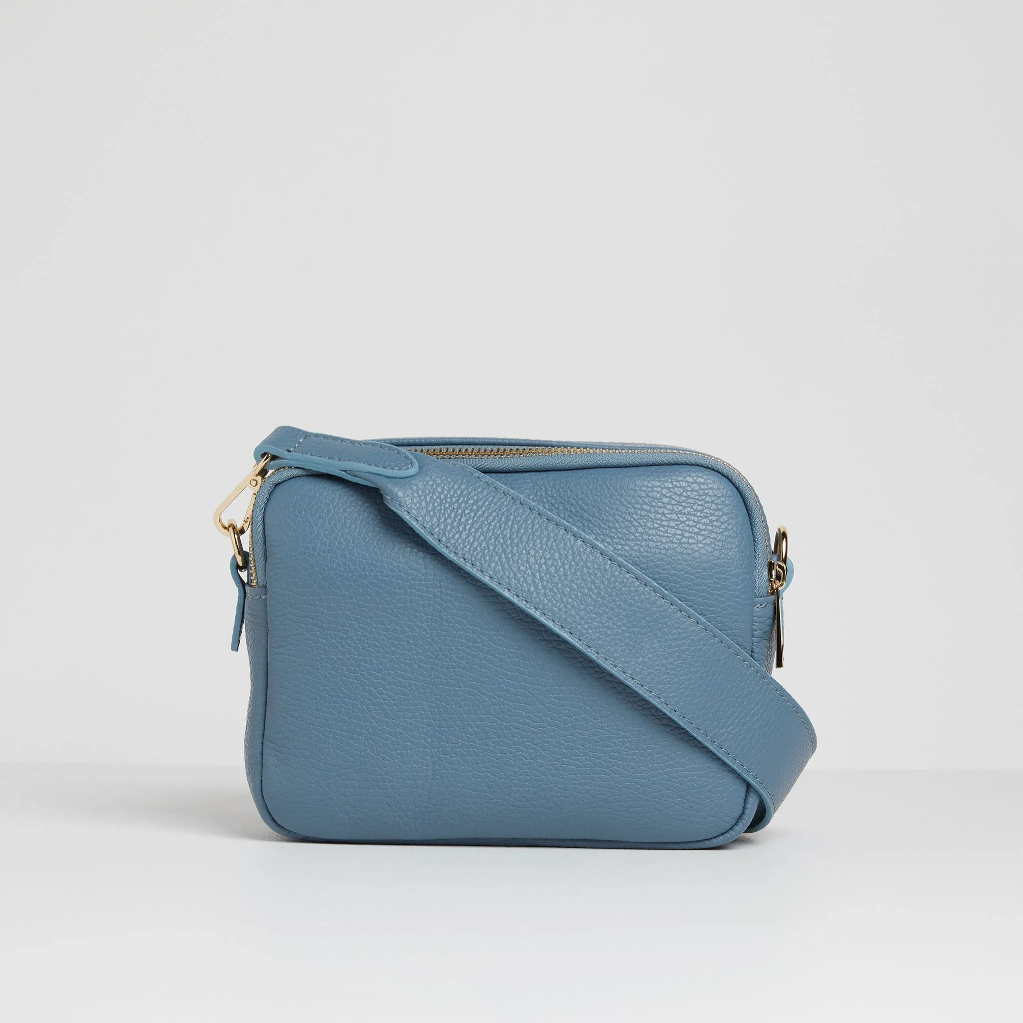 Sienna Crossbody Bag in Denim Blue with Dark Leopard Strap