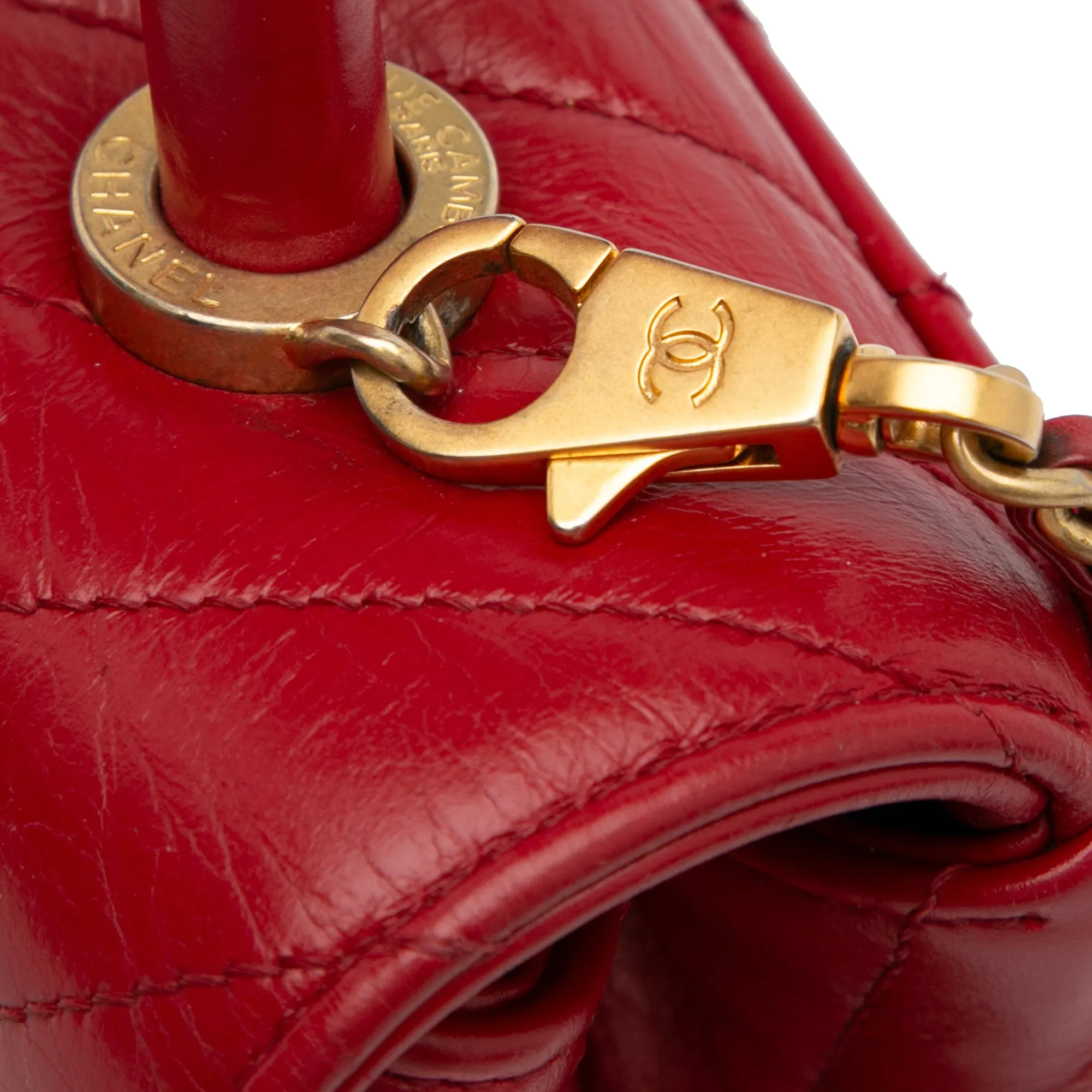 Small Lambskin Chevron Coco Top Handle Bag