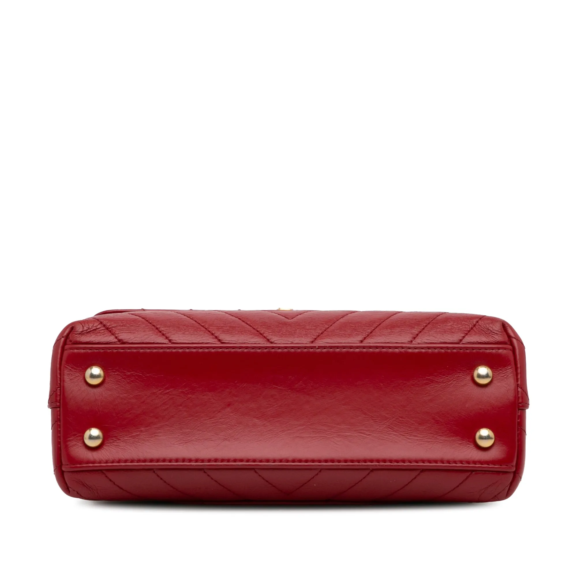 Small Lambskin Chevron Coco Top Handle Bag