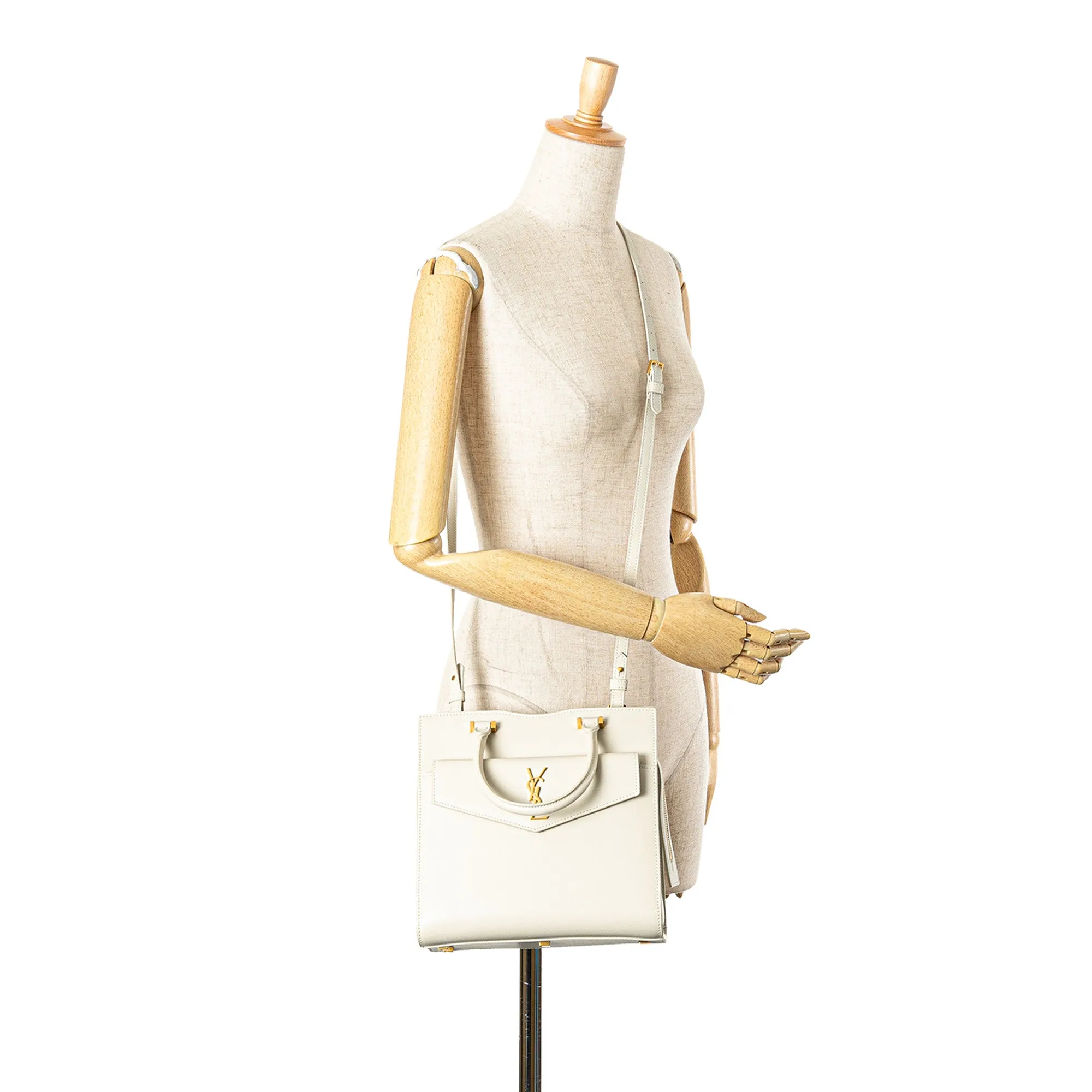 Small Leather Monogram Uptown Satchel