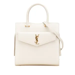 Small Leather Monogram Uptown Satchel