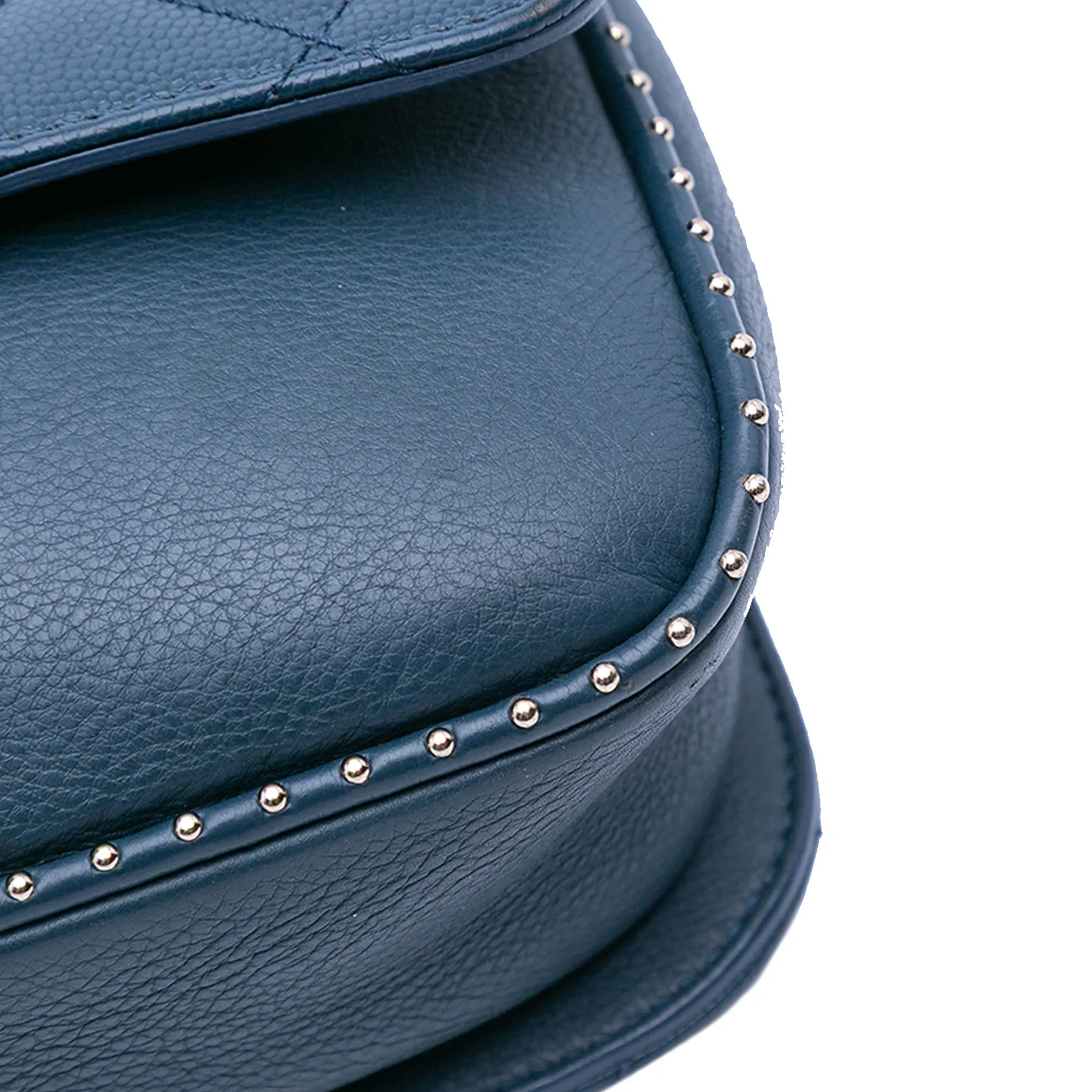 Small Quilted Caviar Studded Chain Handle Flap