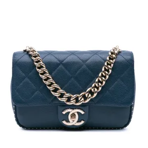 Small Quilted Caviar Studded Chain Handle Flap