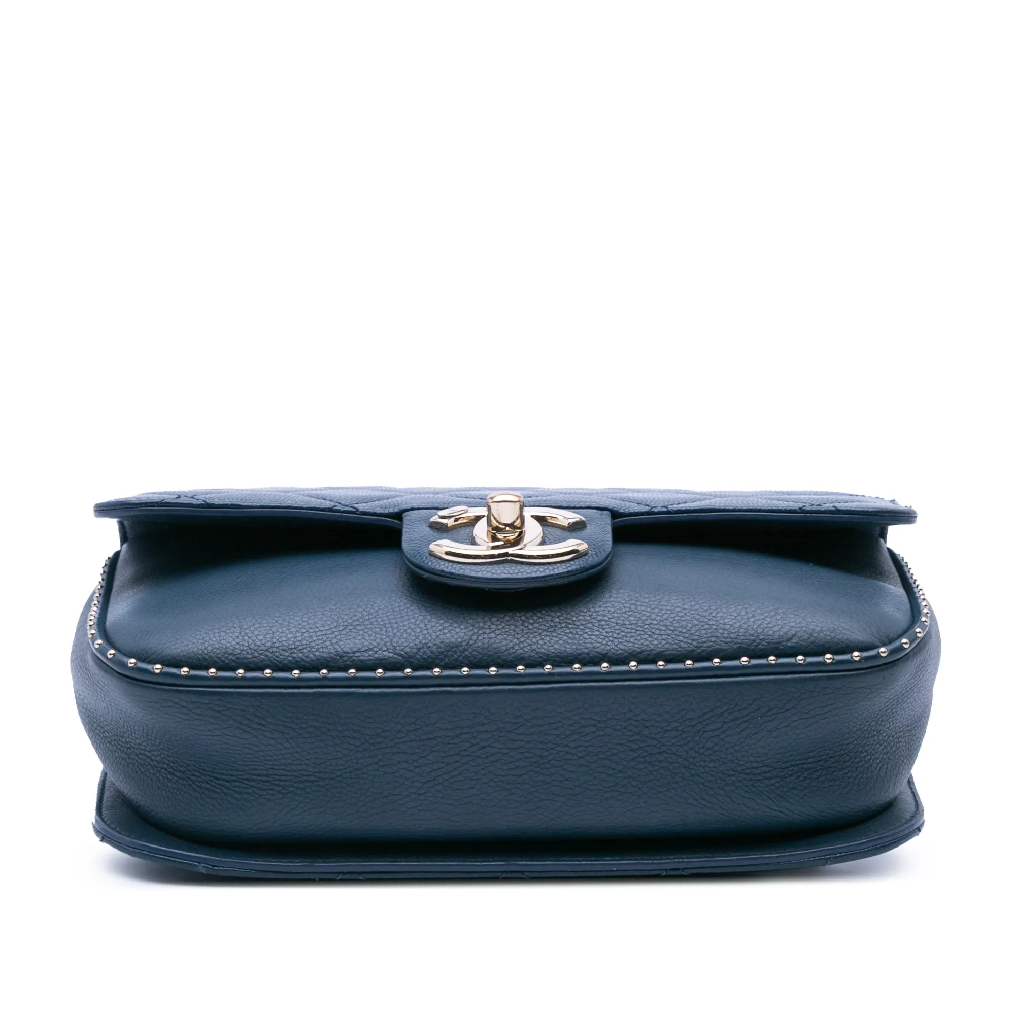 Small Quilted Caviar Studded Chain Handle Flap