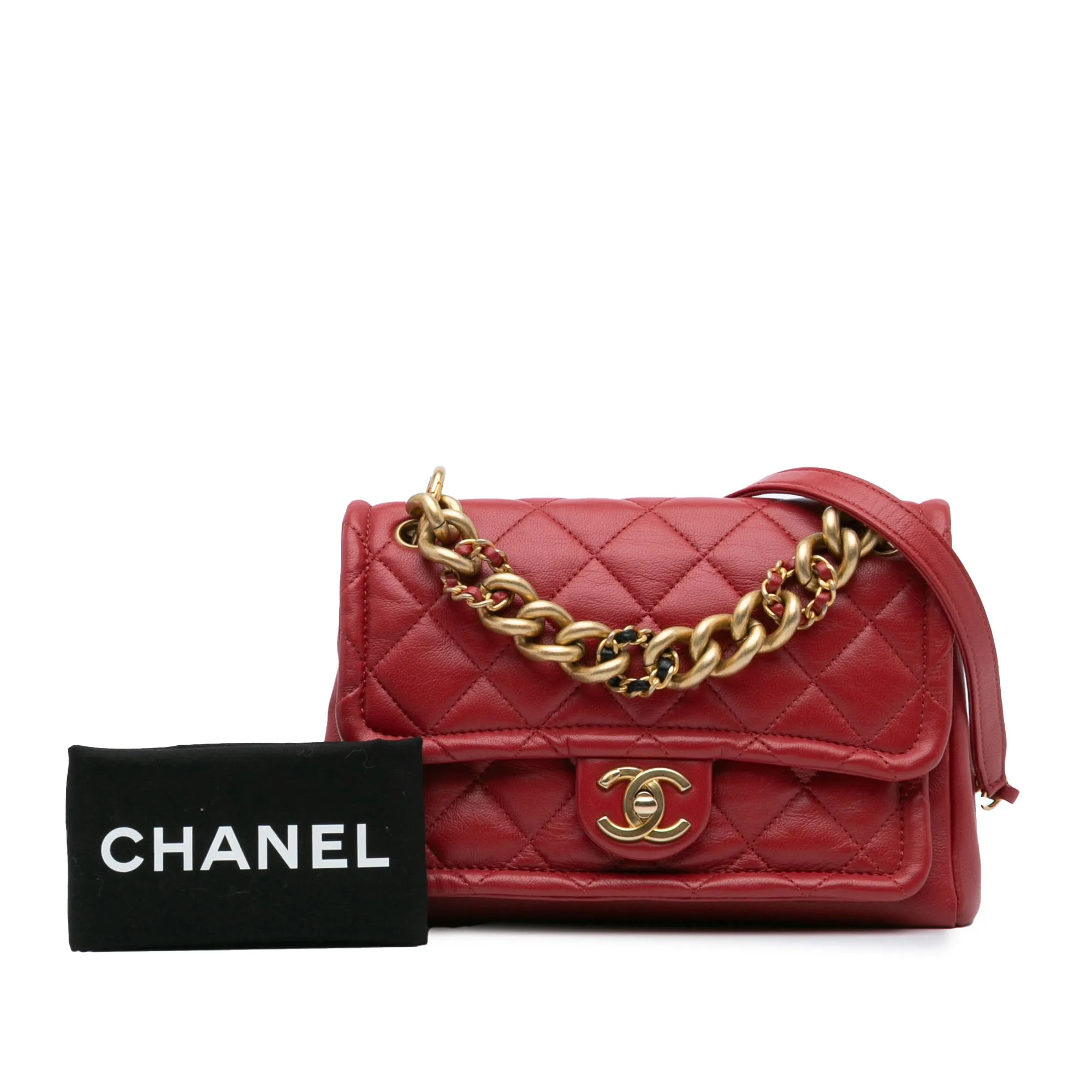 Small Quilted Lambskin Chain Link Flap