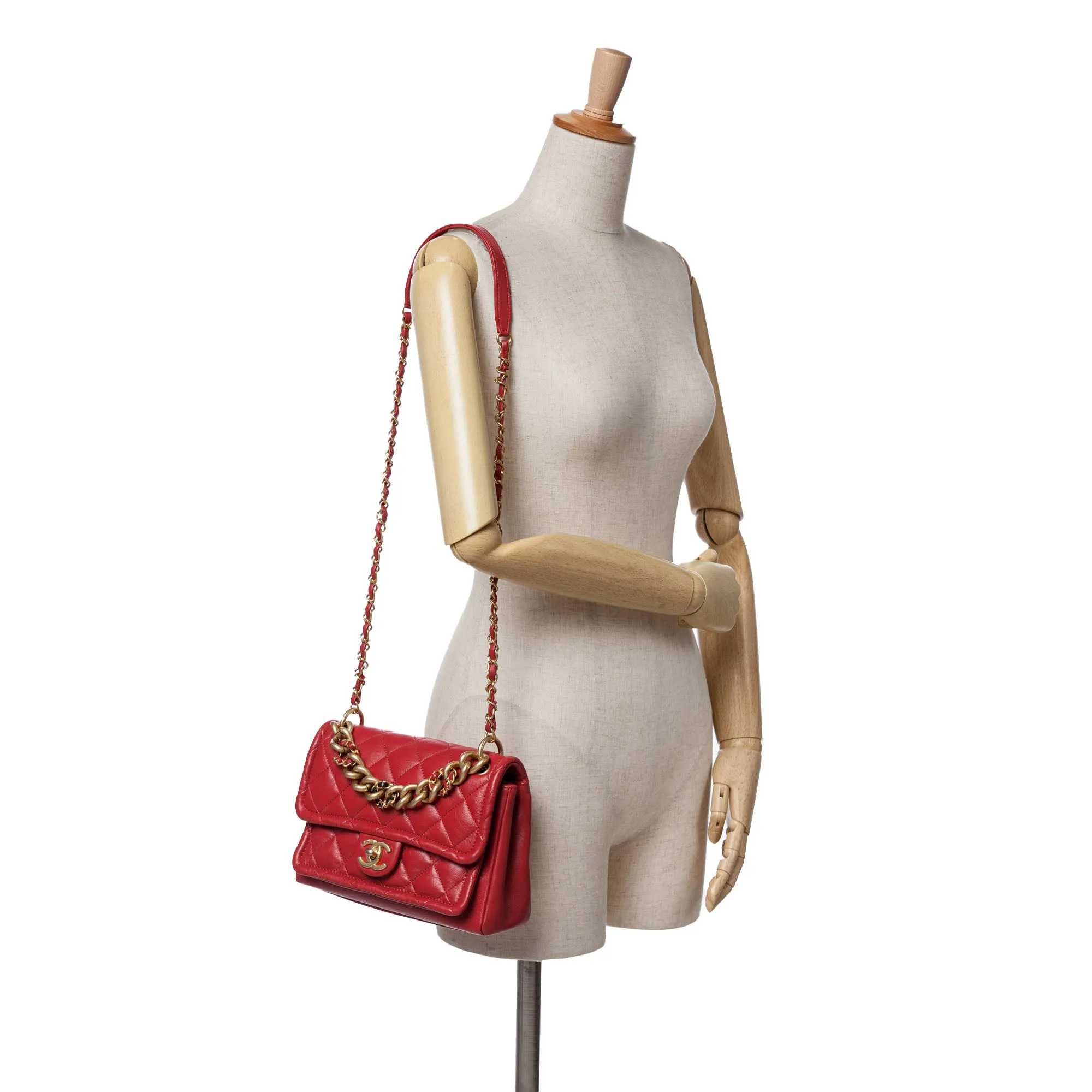 Small Quilted Lambskin Chain Link Flap