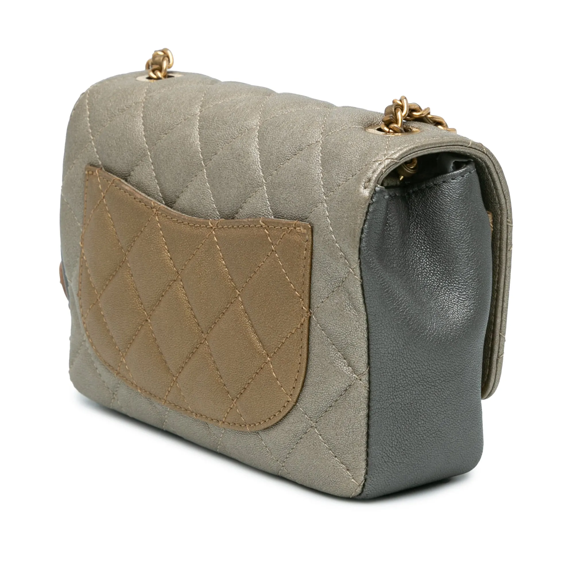 Small Tricolor Quilted Lambskin Camellia Flower Flap