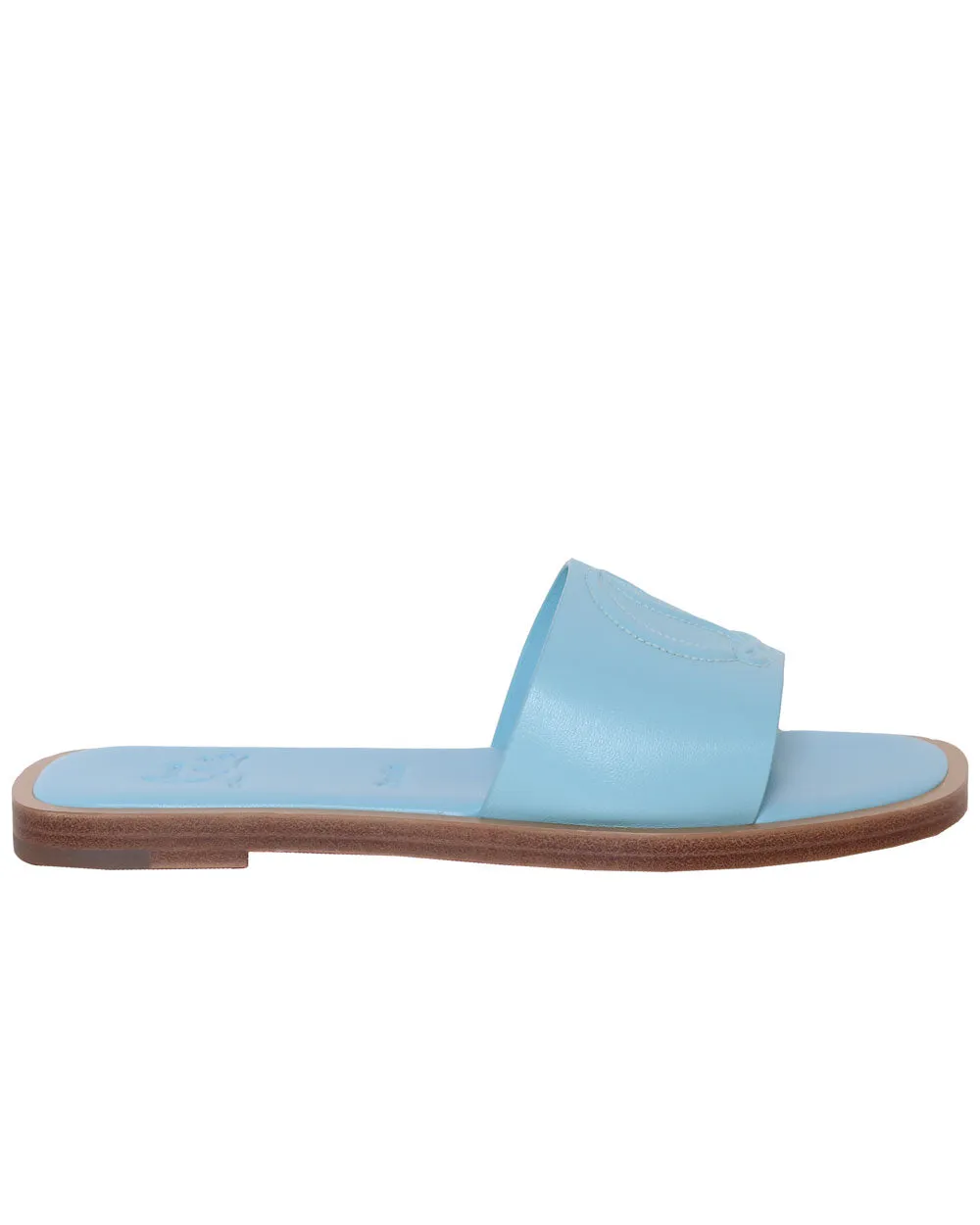So CL Leather Slide in Mineral Blue