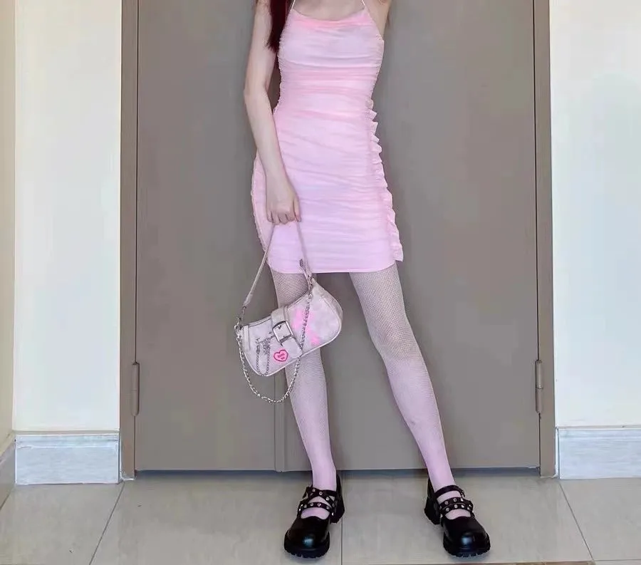 Sohiwoo Original Y2k Sweet Cool Women Bag Cross Niche Style Millennium Bag Crossbody Satchel Pink Underarm Bag