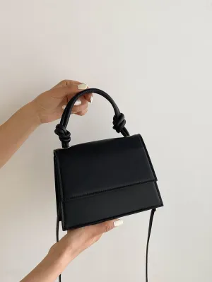 Square Bag With Knot Detail Handle - Black