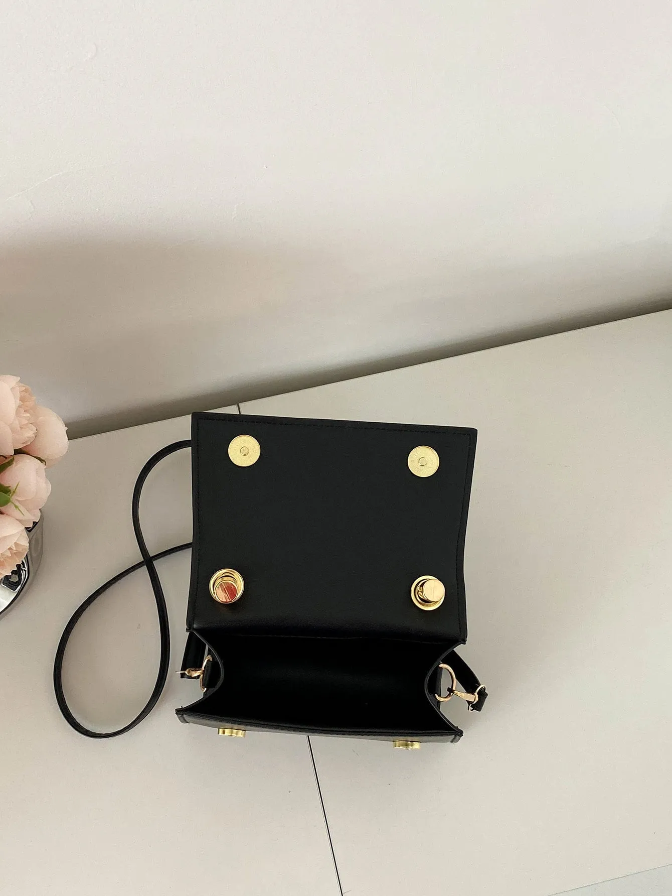 Square Bag With Knot Detail Handle - Black