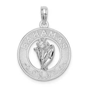 Sterling Silver Polished Bahamas Circle w/Shell Pendant