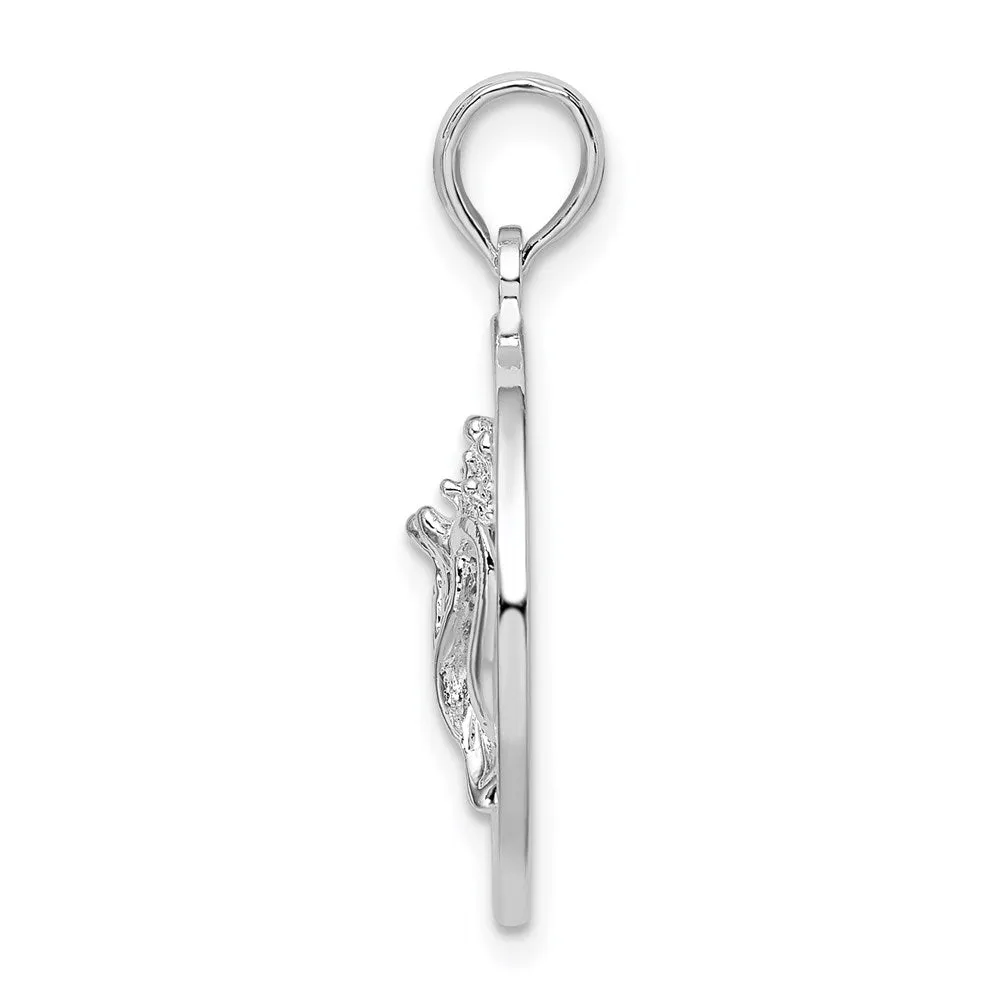 Sterling Silver Polished Bahamas Circle w/Shell Pendant