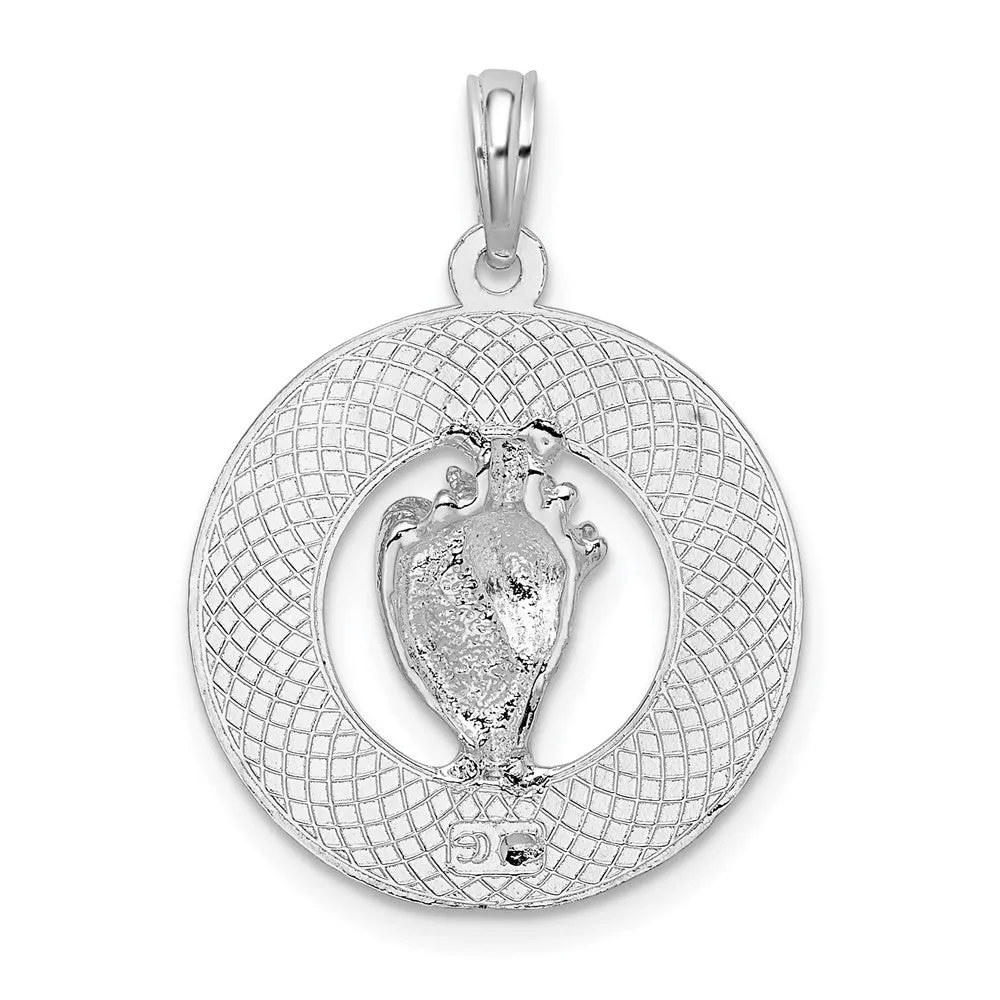 Sterling Silver Polished Sanibel Circle w/Shell Pendant
