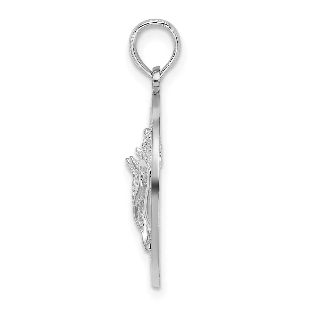 Sterling Silver Polished Sanibel Circle w/Shell Pendant