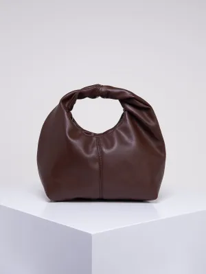 Stitch Detail Top Handle Hobo Bag - Coffee Brown- FD ⚡