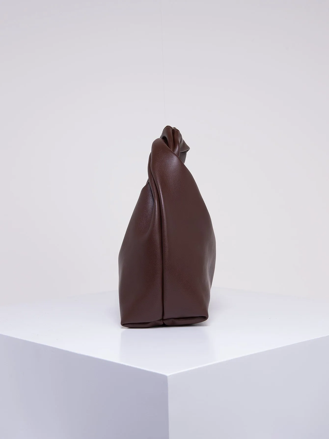 Stitch Detail Top Handle Hobo Bag - Coffee Brown- FD ⚡