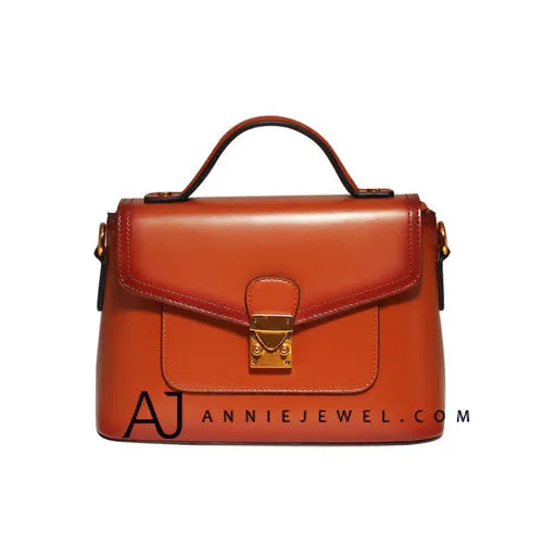 Tan Leather Satchel Handbag Purse