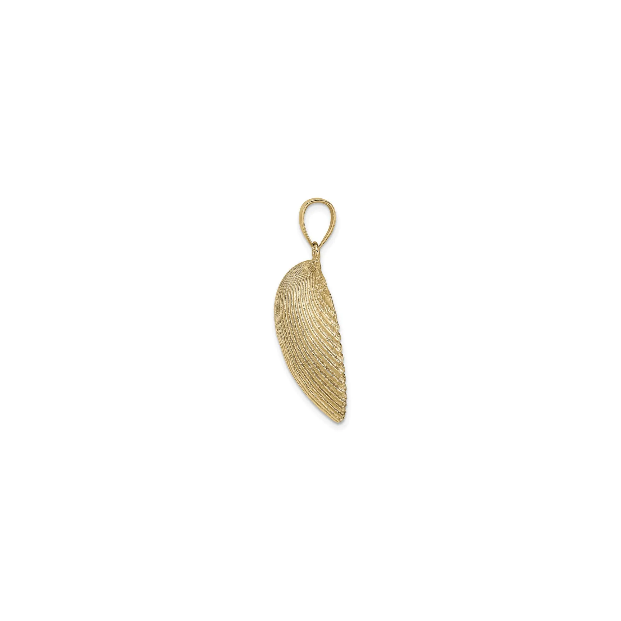 Textured Scallop Shell Pendant (14K)