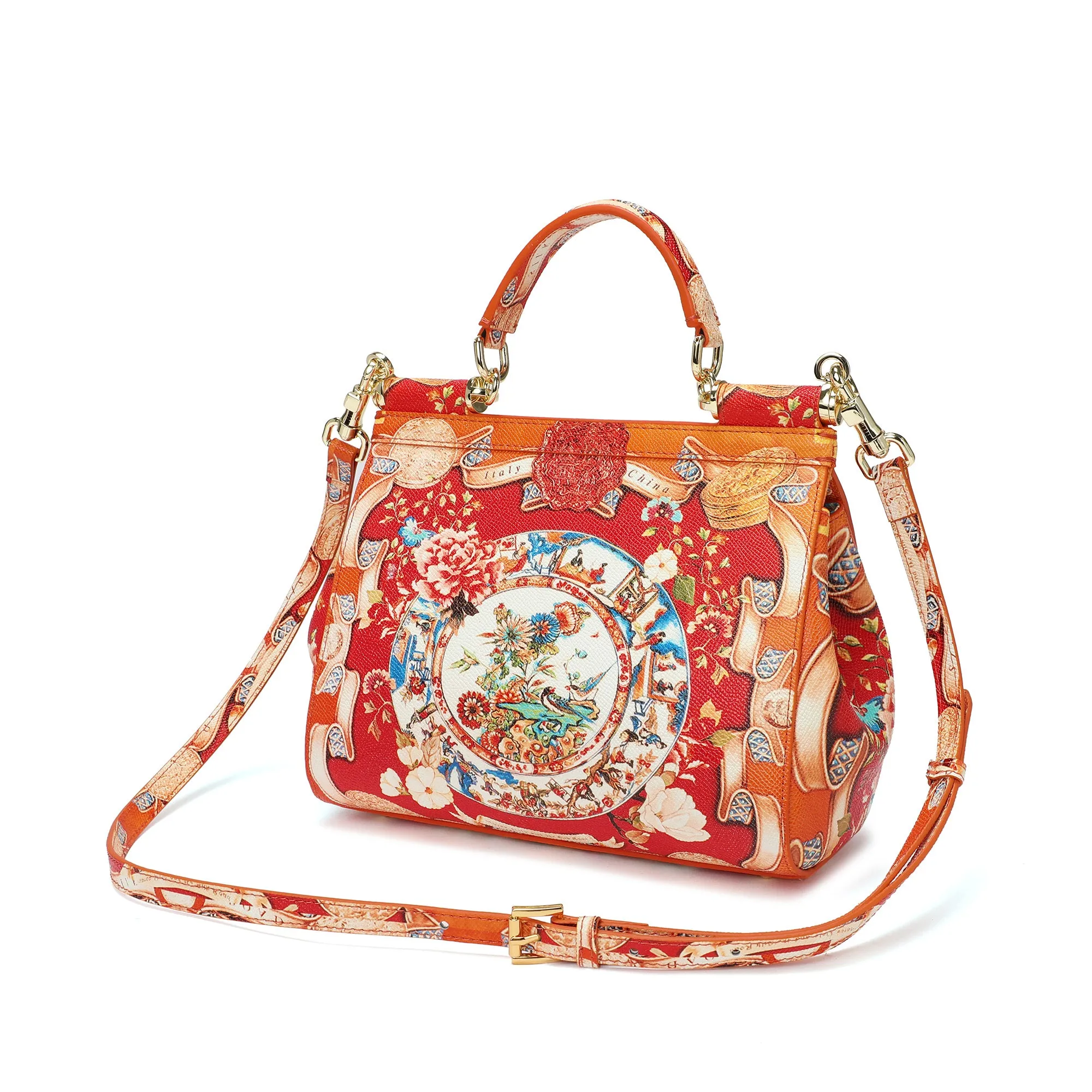 Tiffany & Fred Printed Leather Satchel/Shoulder Bag