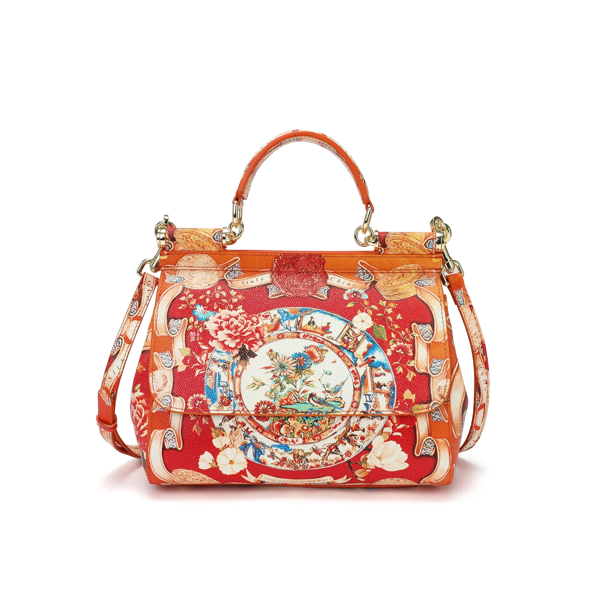 Tiffany & Fred Printed Leather Satchel/Shoulder Bag