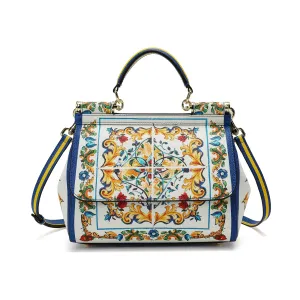 Tiffany & Fred Printed Leather Satchel/Shoulder Bag