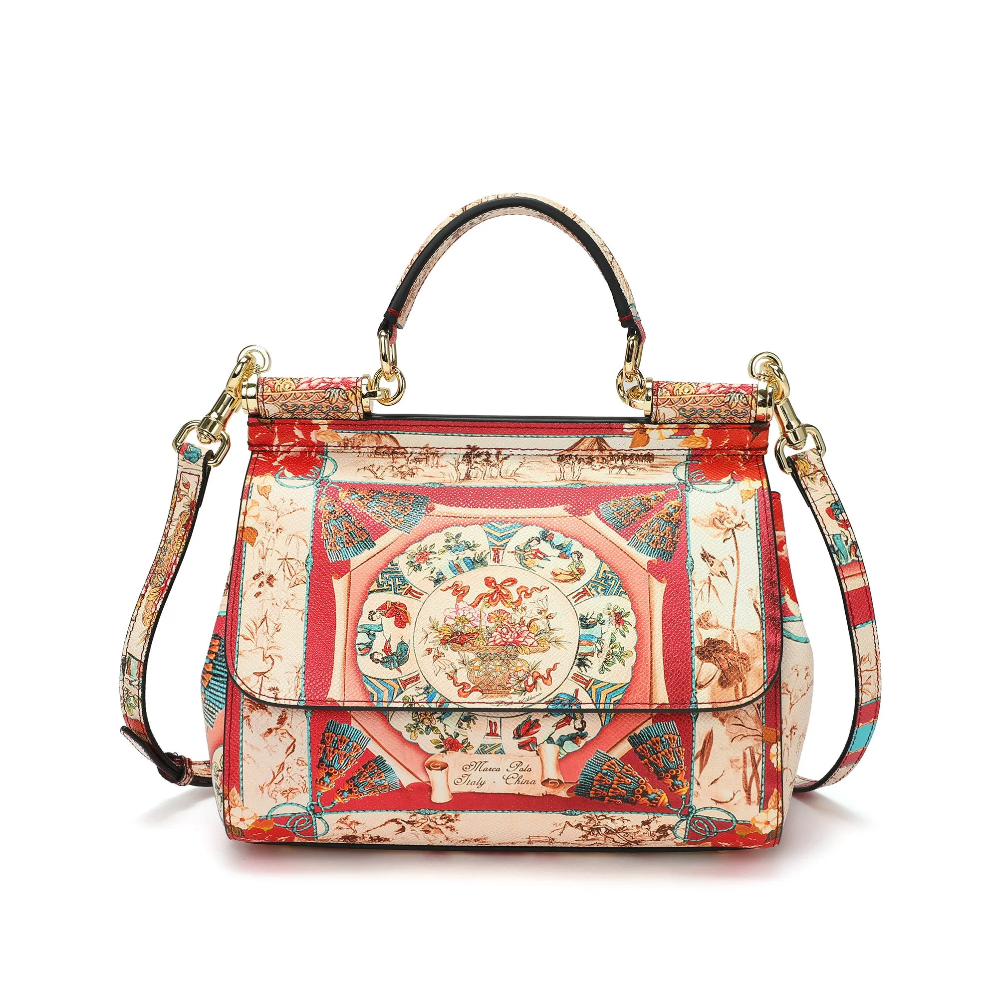 Tiffany & Fred Printed Leather Satchel/Shoulder Bag