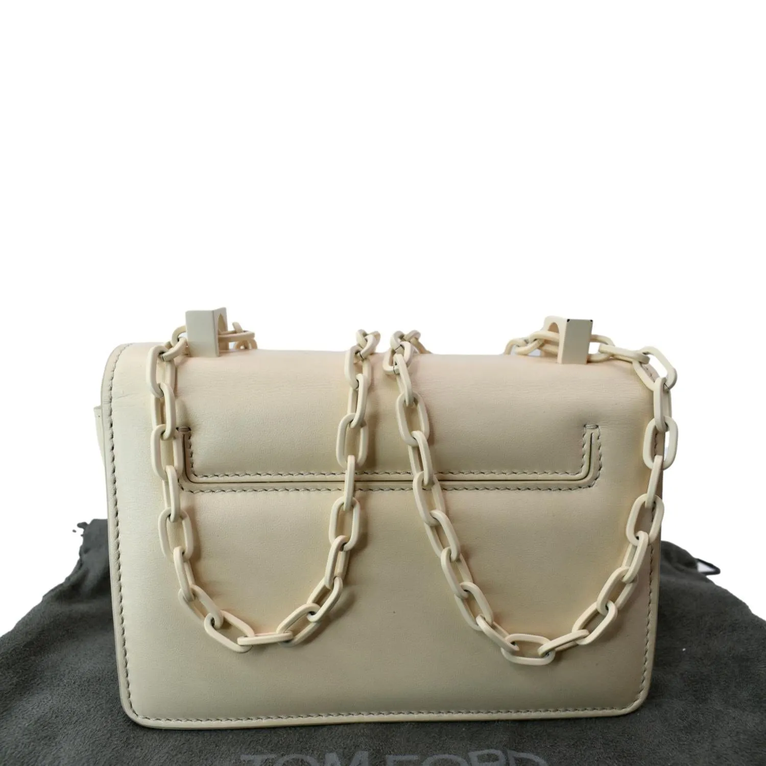 TOM FORD T Clasp Small Leather Shoulder Bag Beige