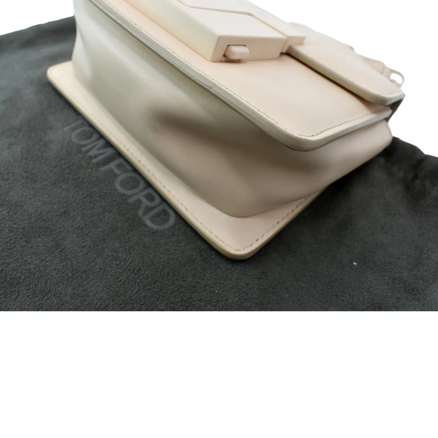 TOM FORD T Clasp Small Leather Shoulder Bag Beige