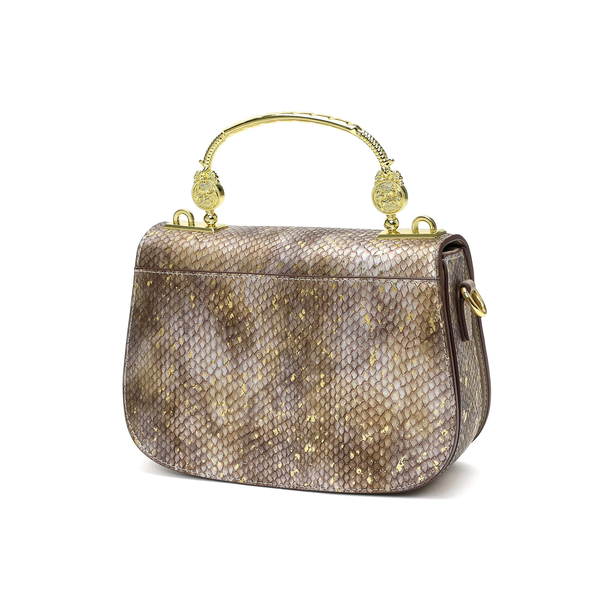 Top-Handle Snakeskin print Leather Satchel/Shoulder Bag