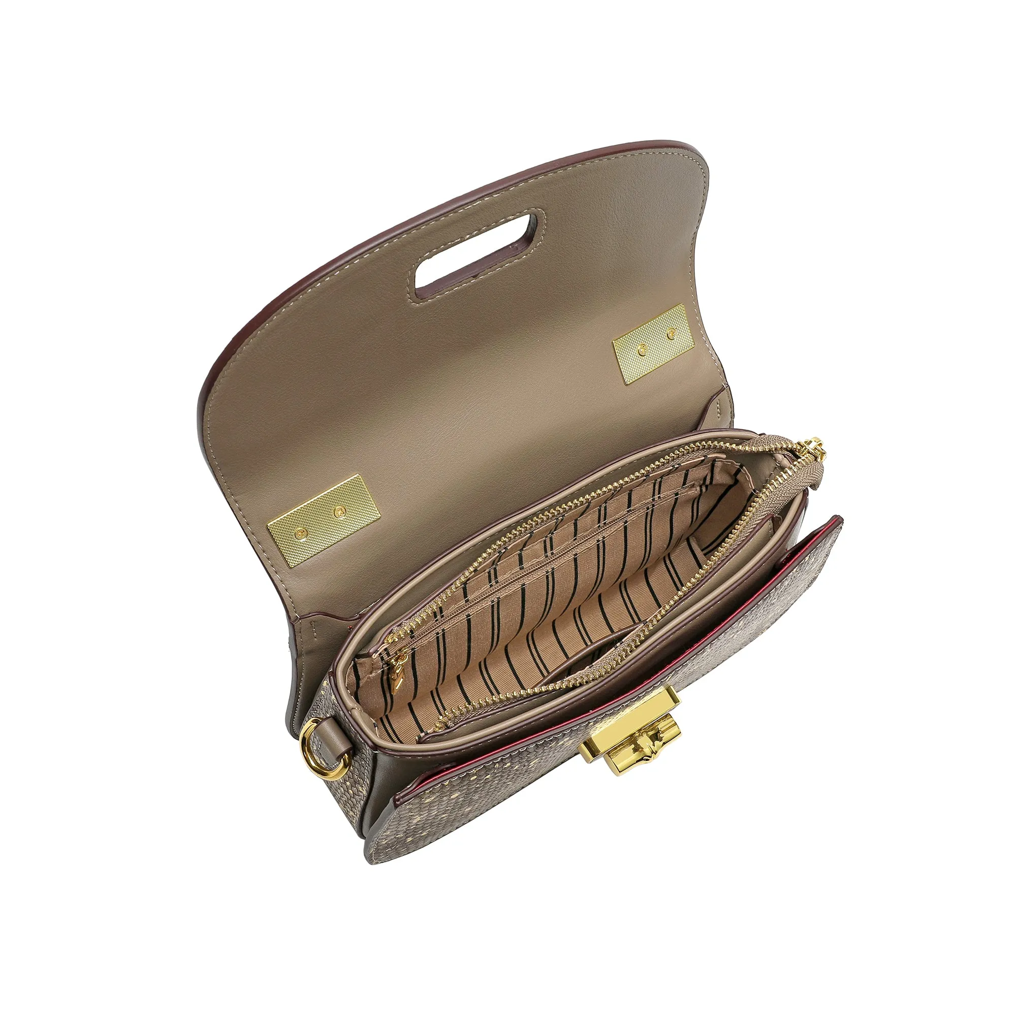 Top-Handle Snakeskin print Leather Satchel/Shoulder Bag