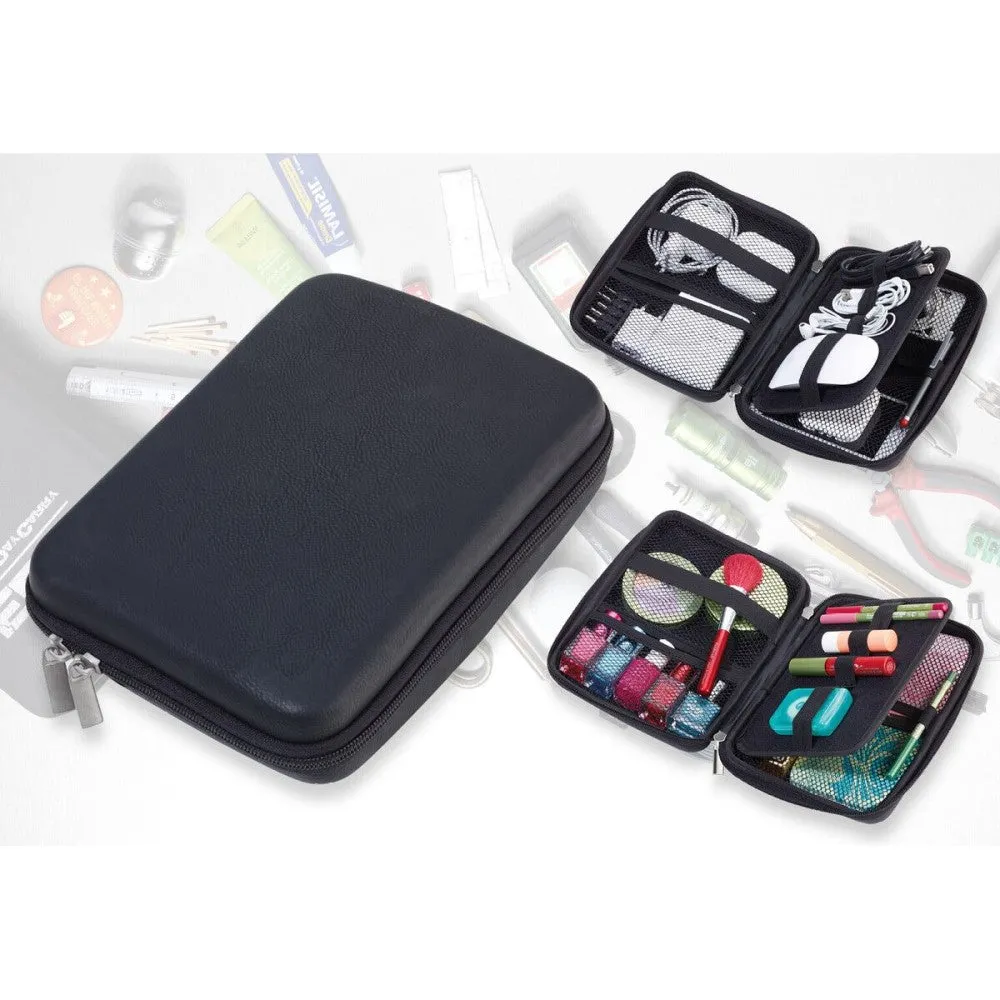 TROIKA Organiser: Hard Travel Case for Electronics, Cosmetics, Meds: Black