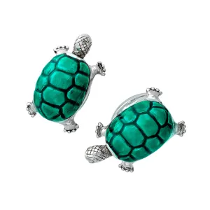 Turtle Smiling Bobble Head Sterling Cufflinks