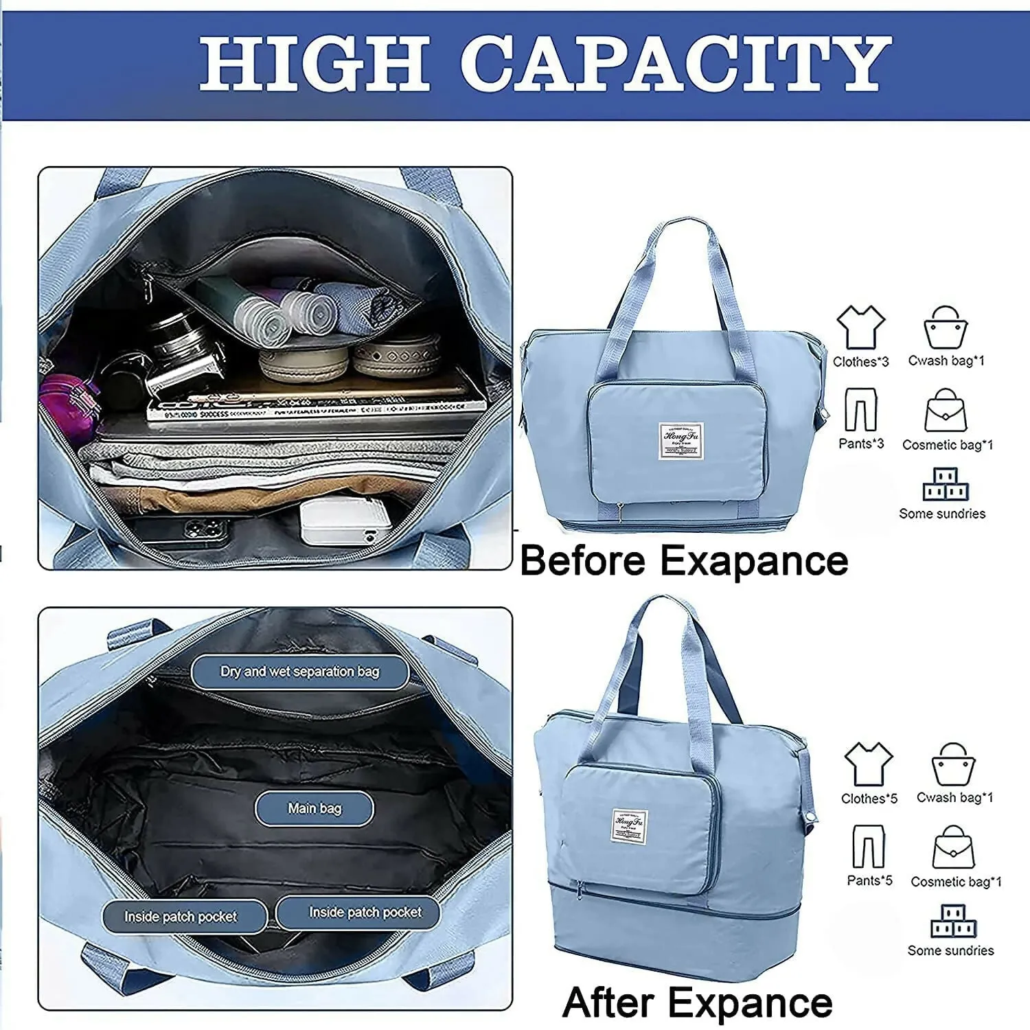 Ultimate Adventure Bag: Waterproof & Expandable (Pack of 2, Random Colors)