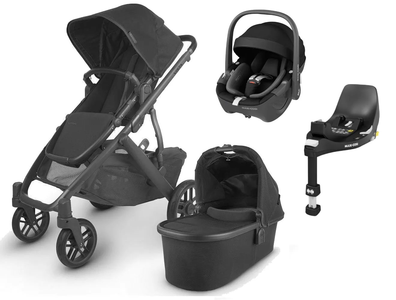 UPPAbaby Vista V2 with Pebble 360 Car Seat and Base - Jake Black