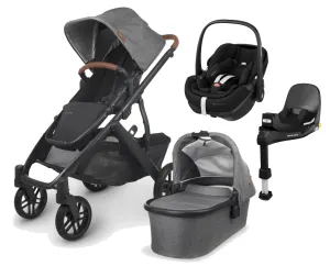 UPPAbaby Vista V2 with Pebble 360 PRO 2 Car Seat and Base - Greyson