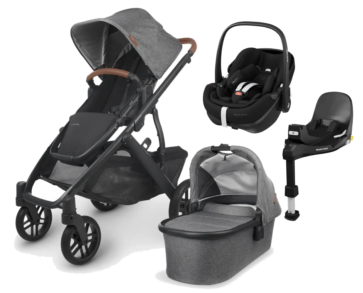 UPPAbaby Vista V2 with Pebble 360 PRO 2 Car Seat and Base - Greyson