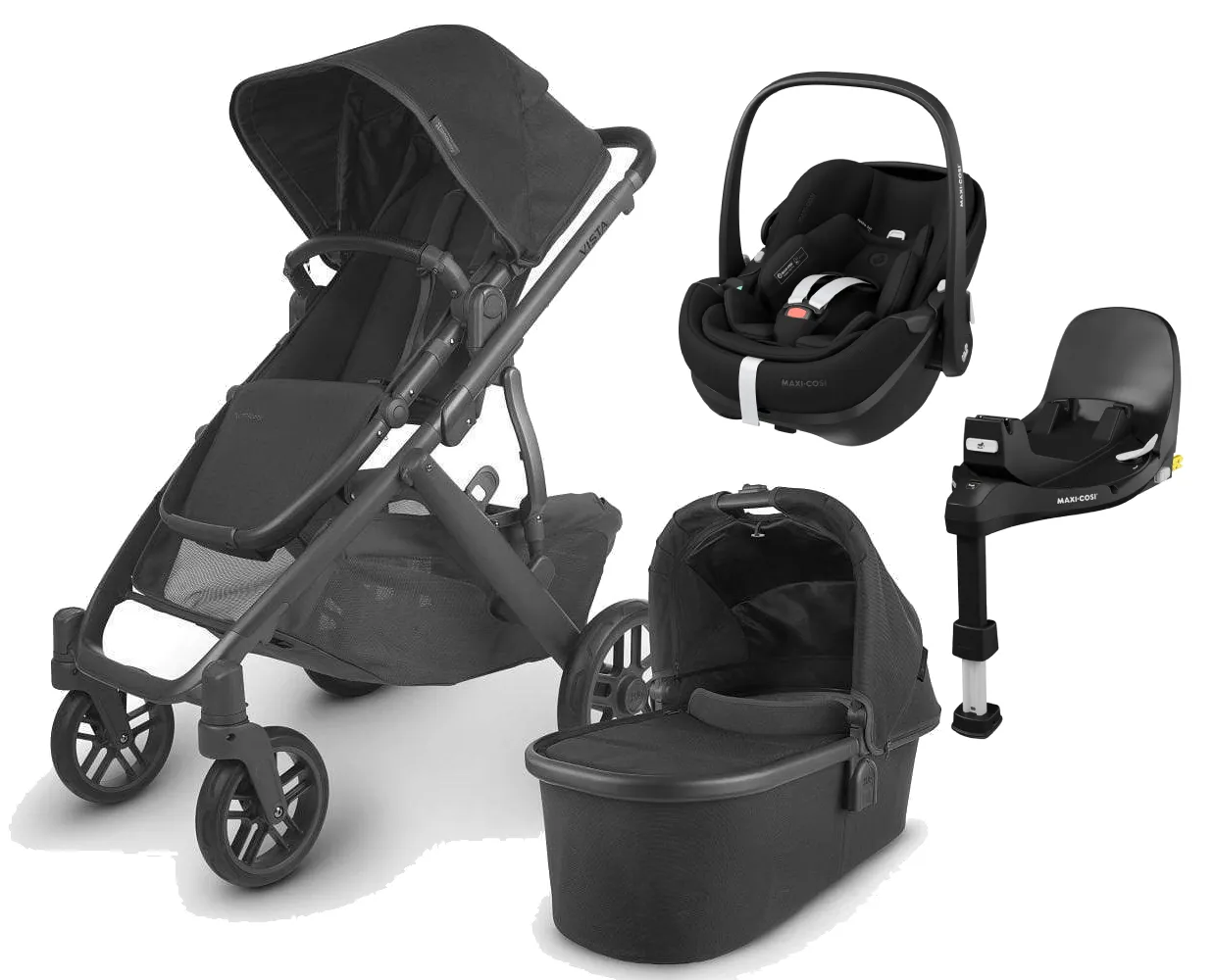 UPPAbaby Vista V2 with Pebble 360 PRO 2 Car Seat and Base - Jake Black