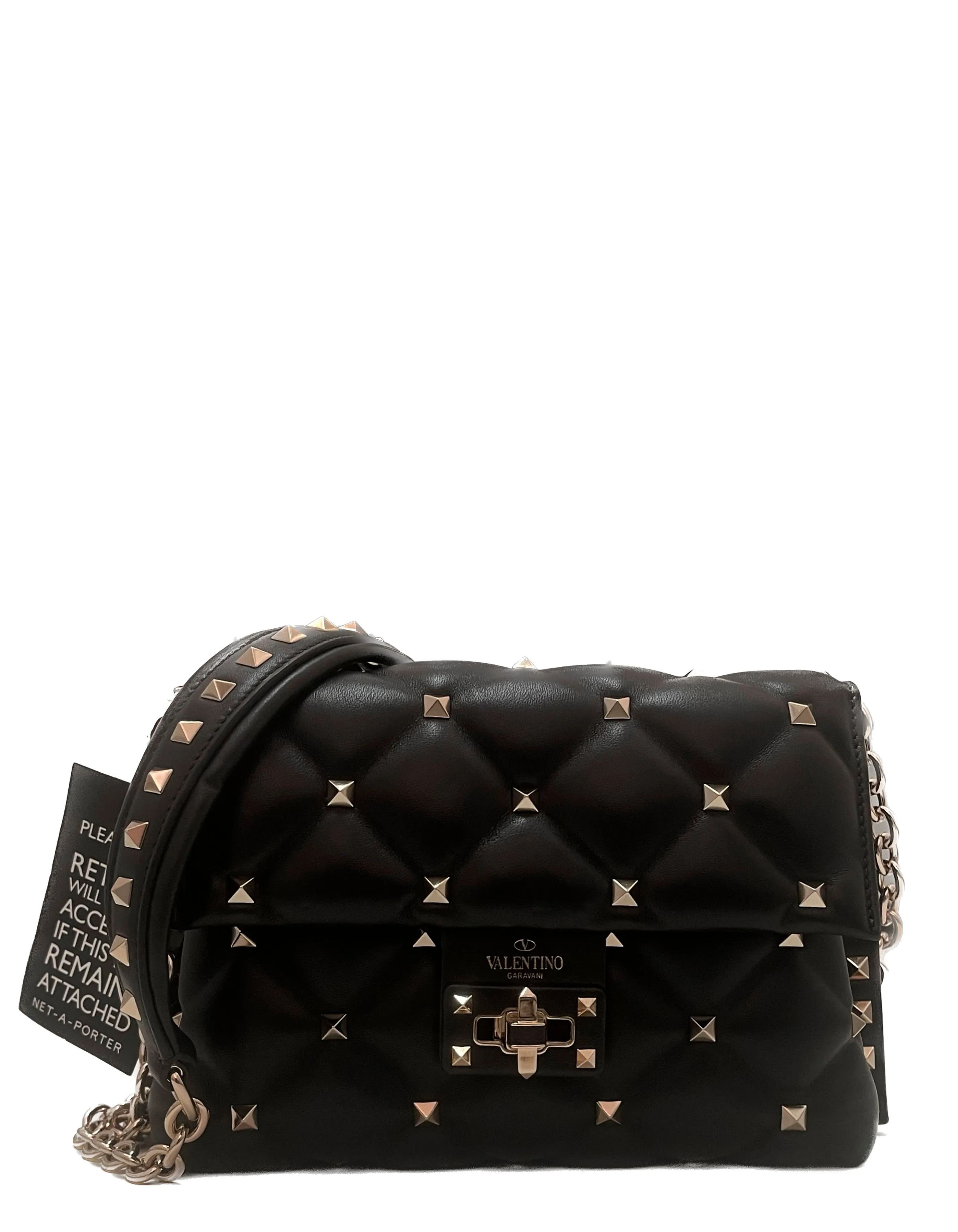 Valentino Black Nappa Leather Medium Candystud Crossbody Bag