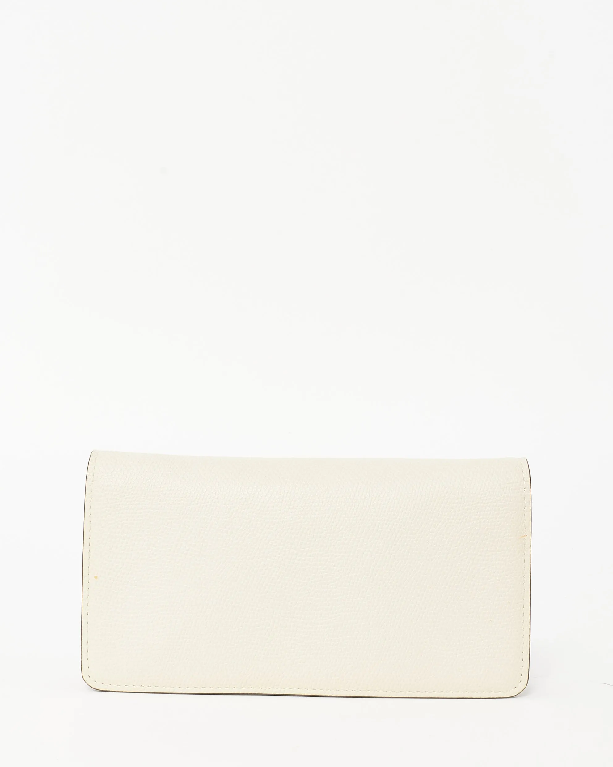 Valentino Off-White Leather VLogo Signature Wallet w Chain Bag