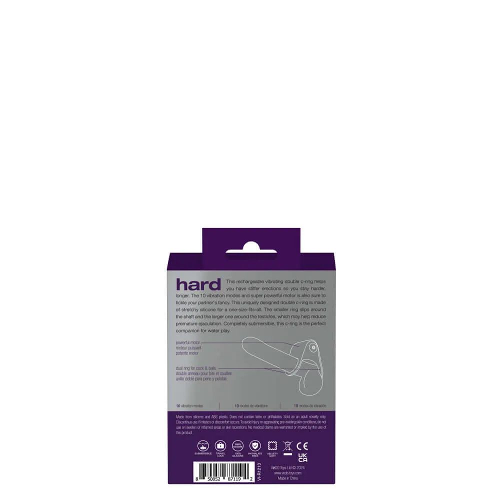 Vedu Hard Rechargeable Vibrating Double C-Ring - Purple